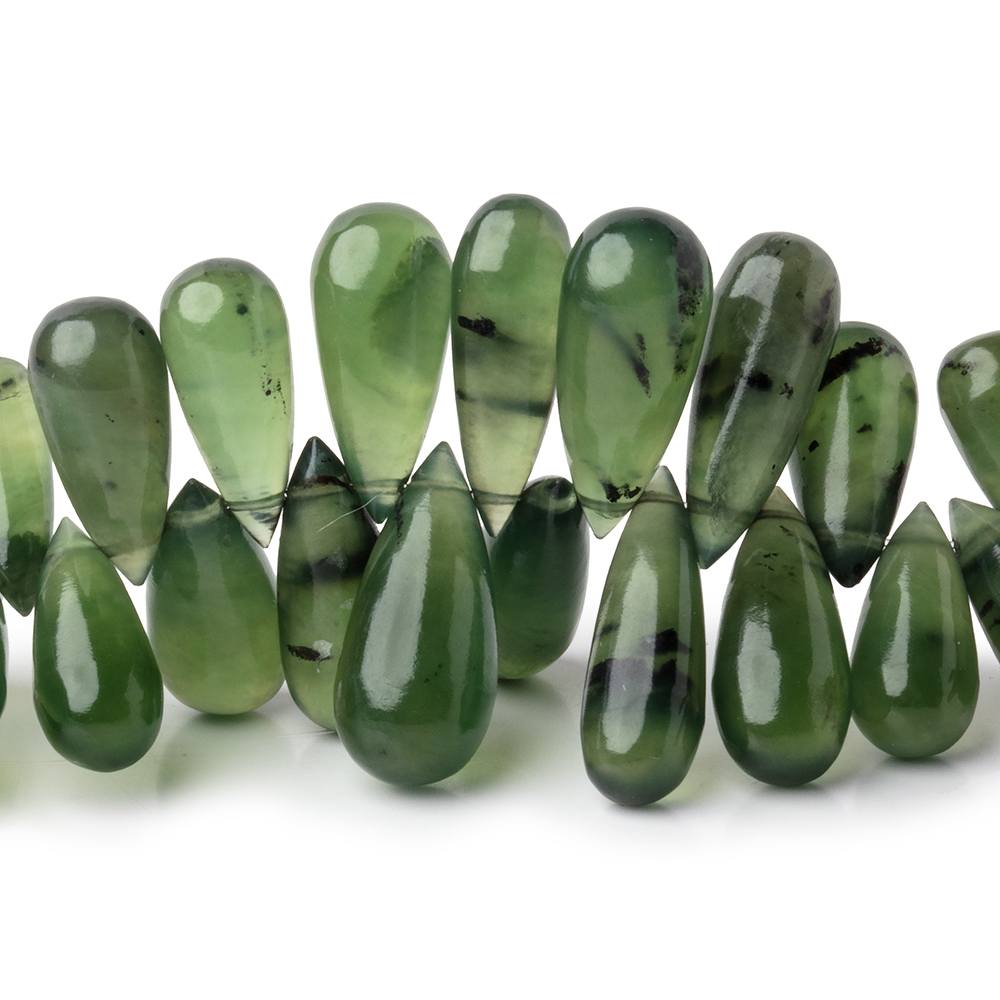 11x5-17x6mm Nephrite Jade Plain Tear Drop Beads 3 inch 26 pieces - Beadsofcambay.com