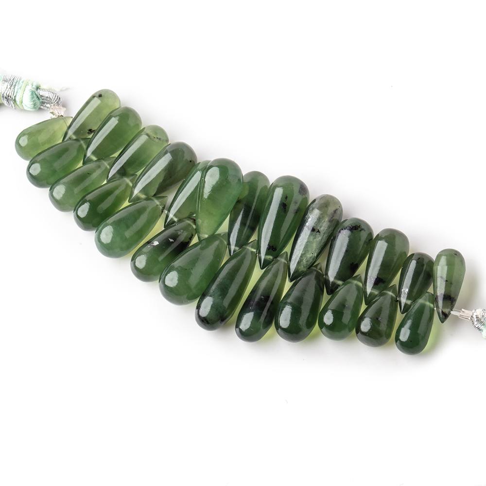 11x5-17x6mm Nephrite Jade Plain Tear Drop Beads 3 inch 26 pieces - Beadsofcambay.com