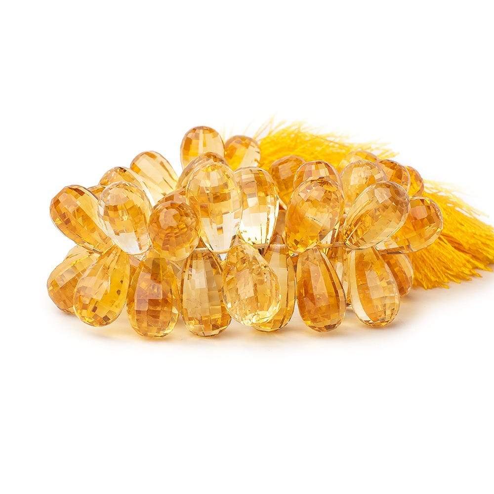 11x6-16x8mm Citrine Checkerboard Faceted Tear Drop Beads 6.25 inch 51 pieces - Beadsofcambay.com