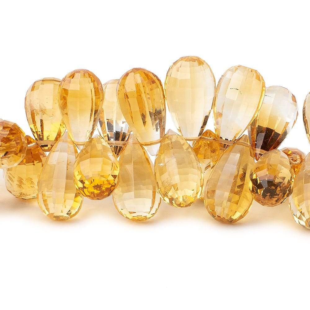 11x6-16x8mm Citrine Checkerboard Faceted Tear Drop Beads 6.25 inch 51 pieces - Beadsofcambay.com