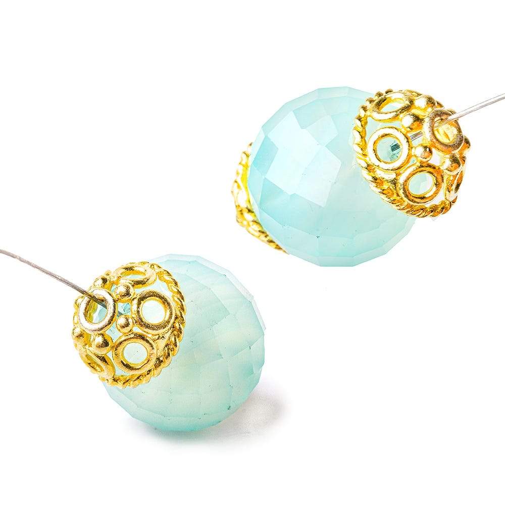 11x6mm 22kt Gold Plated Copper Bead Cap with Circular Pattern 8 inch 34 pieces - Beadsofcambay.com