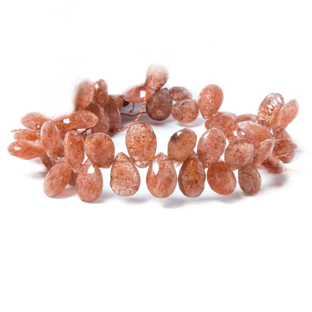 11x7-12x8mm Sunstone faceted pear Beads 8.5 inch 49 pieces - Beadsofcambay.com