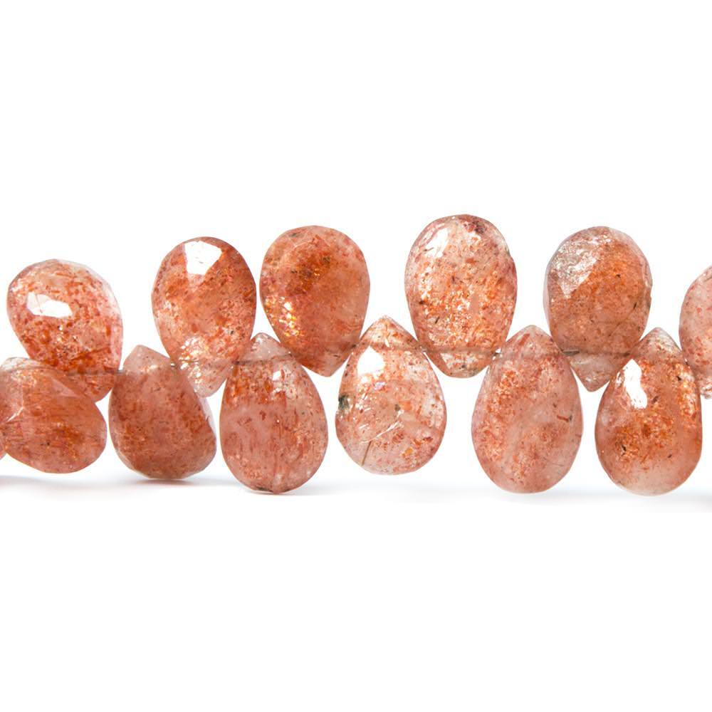 11x7-12x8mm Sunstone faceted pear Beads 8.5 inch 49 pieces - Beadsofcambay.com