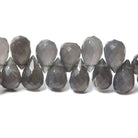 11x7-12x9mm Dark Platinum Grey Moonstone tear drop briolette 7.5 inch 45 Beads - Beadsofcambay.com