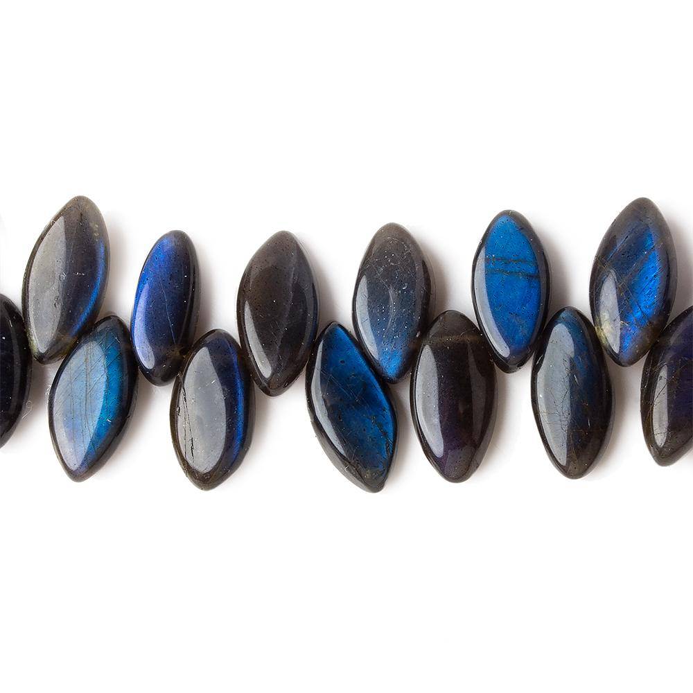 11x7-13x7mm Black Labradorite Top Drilled Plain Marquises 8 inch 39 beads A - Beadsofcambay.com