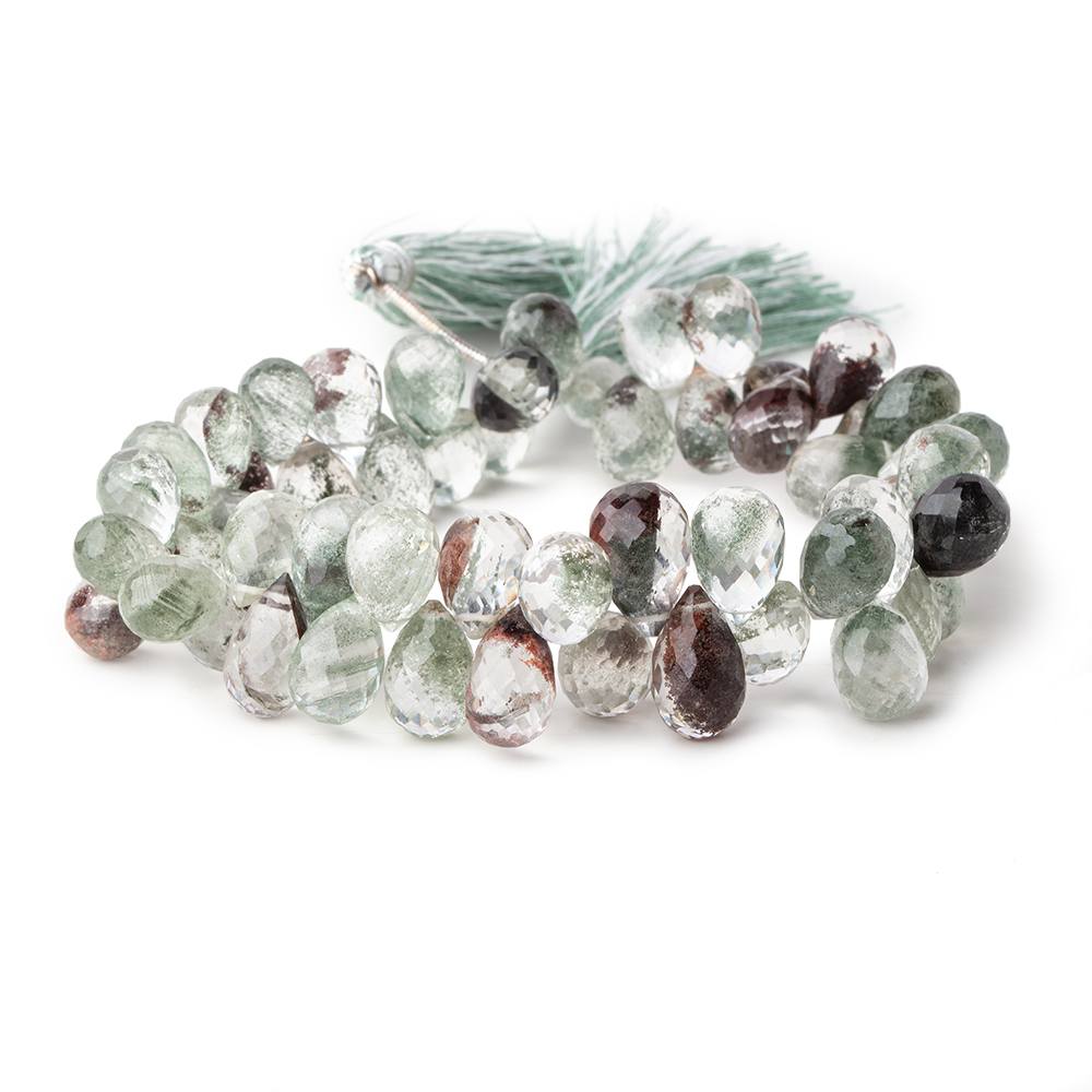 11x7-13x8mm Moss Quartz Faceted Tear Drop Beads 8 inch 54 pieces - Beadsofcambay.com