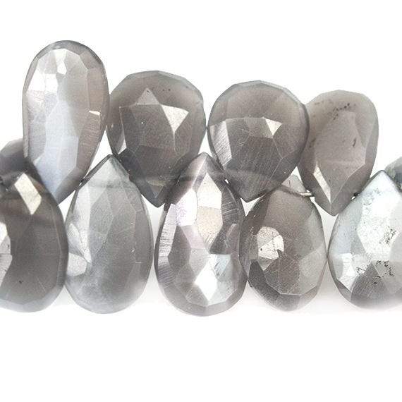 11x7 - 14x10mm Platinum Moonstone faceted pear Beads 8 inch 45 pieces AA - Beadsofcambay.com