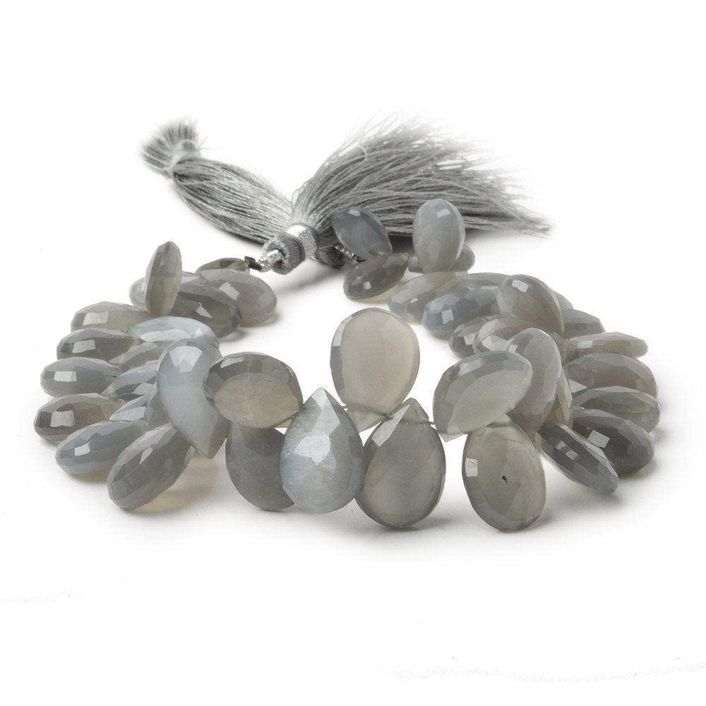11x7 - 14x10mm Platinum Moonstone faceted pear Beads 8 inch 45 pieces AA - Beadsofcambay.com