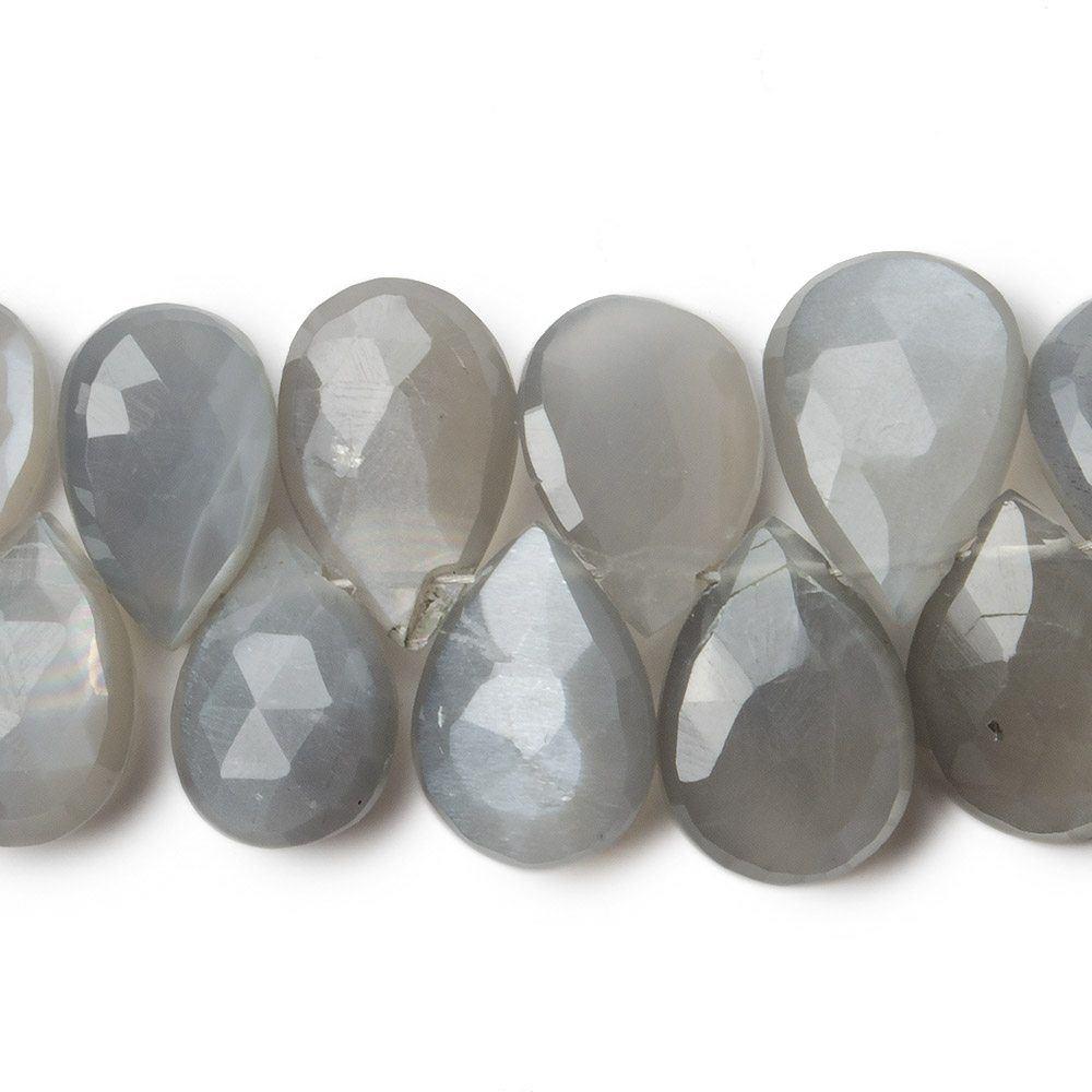 11x7 - 14x10mm Platinum Moonstone faceted pear Beads 8 inch 45 pieces AA - Beadsofcambay.com
