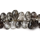 11x7-14x7mm Tourmalinated Quartz Tear Drop Briolettes 8 inch 55 beads A - Beadsofcambay.com