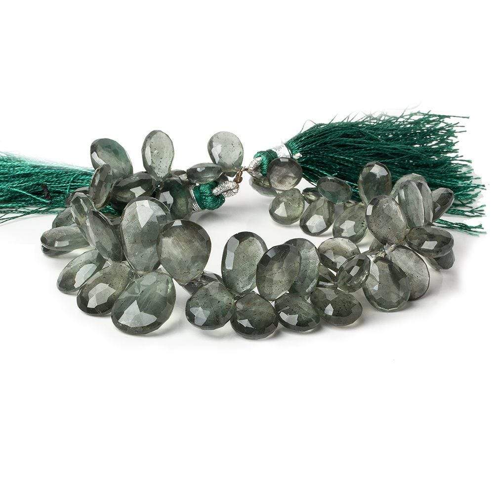 11x7-14x9mm Moss Aquamarine Faceted Pear Beads 8 inch 56 pieces AAA - Beadsofcambay.com