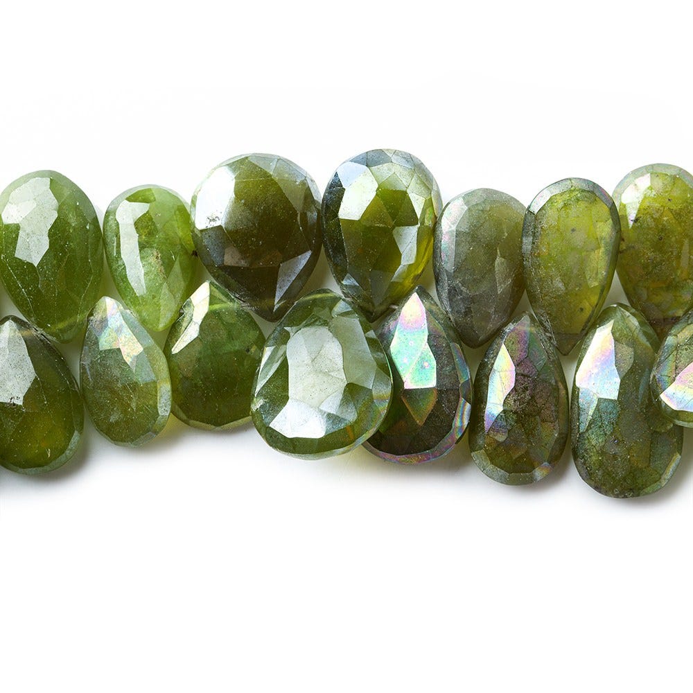 11x7-15x11mm Mystic Idocrase Faceted Pear Beads 8 inch 55 pieces - Beadsofcambay.com