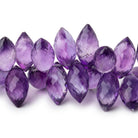 11x7-15x7mm Amethyst Faceted Marquise Beads 8 inch 62 pieces - Beadsofcambay.com