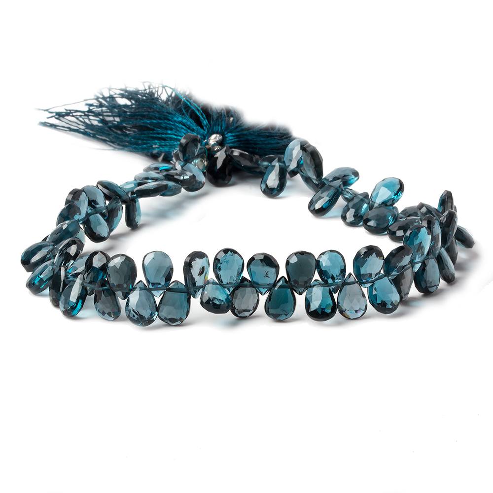 11x7-15x8mm London Blue Topaz faceted pear beads 8 inch 52 pieces AAA - Beadsofcambay.com