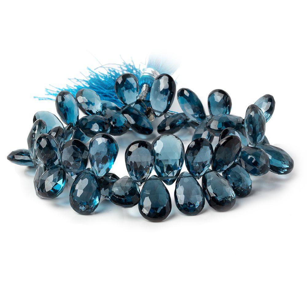 11x7-15x8mm London Blue Topaz faceted pear beads 8 inch 52 pieces AAA - Beadsofcambay.com