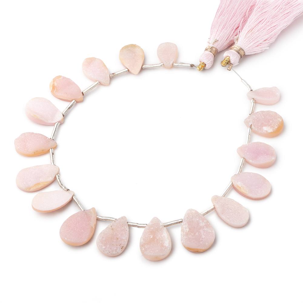 11x7-16x10mm Blush Rose Drusy Pear Beads 8 inches 17 pieces - Beadsofcambay.com