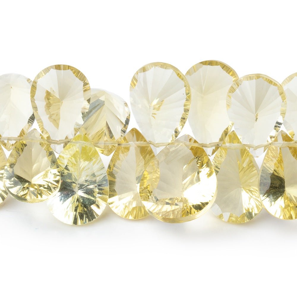 11x7-17x11mm Lemon Quartz Concave Faceted Pear Beads 7.5 inch 47 pieces AAA - Beadsofcambay.com