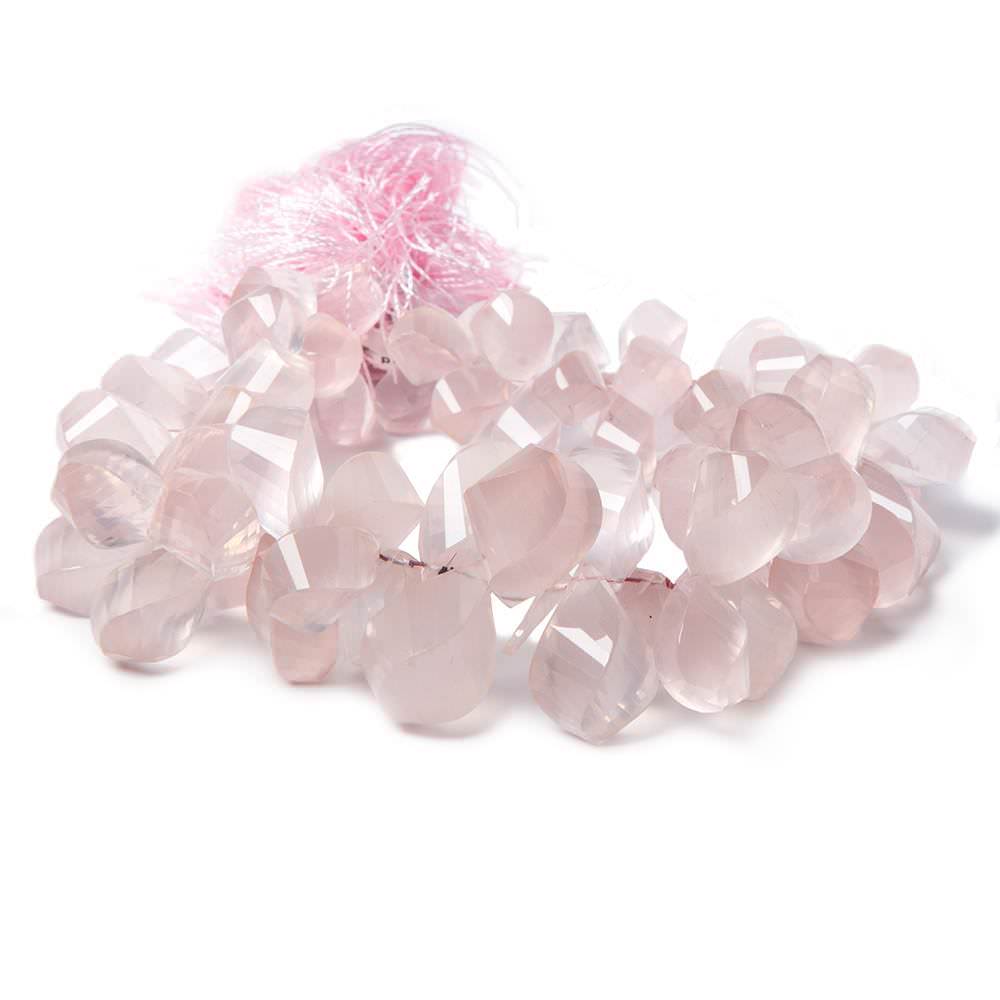 11x7-18x11mm Rose Quartz faceted twist beads 9 inch 70 pieces - Beadsofcambay.com