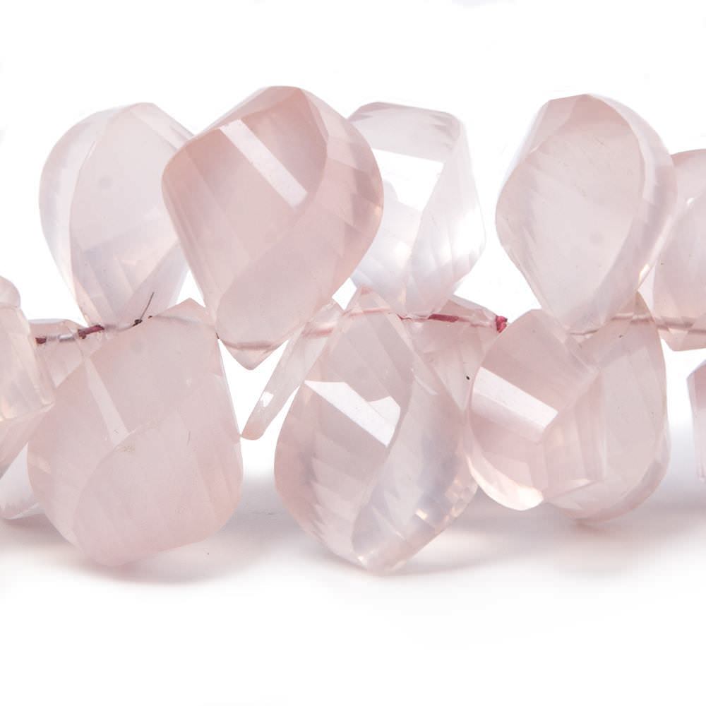 11x7-18x11mm Rose Quartz faceted twist beads 9 inch 70 pieces - Beadsofcambay.com