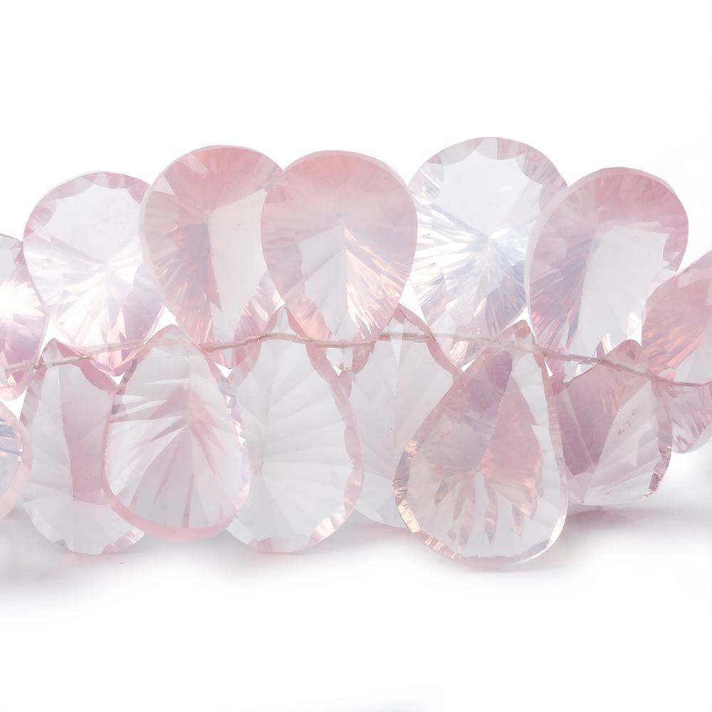 11x7-18x12mm Rose Quartz Pavilion Facet Pear Briolette 7.5 inch 46 Beads AAA - Beadsofcambay.com