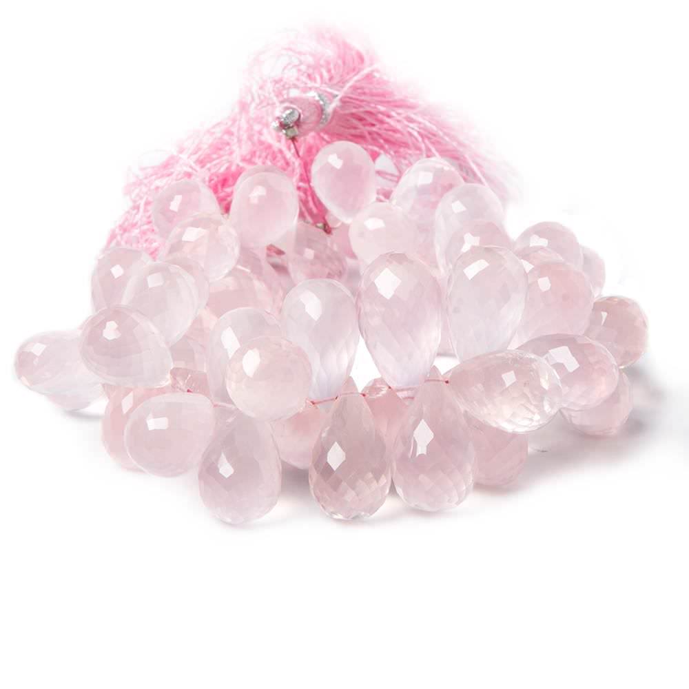 11x7-19x9mm Rose Quartz faceted tear drops 8.5 inch 77 pieces - Beadsofcambay.com