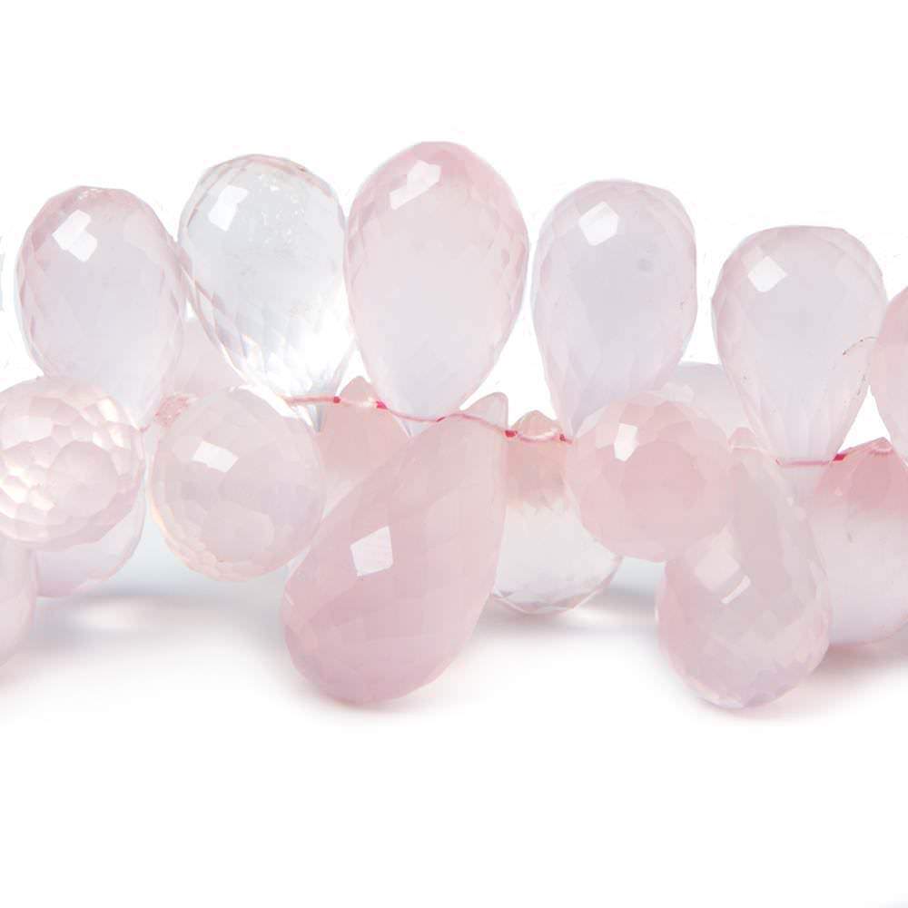 11x7-19x9mm Rose Quartz faceted tear drops 8.5 inch 77 pieces - Beadsofcambay.com