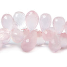 11x7-19x9mm Rose Quartz faceted tear drops 8.5 inch 77 pieces - Beadsofcambay.com
