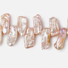11x7-20x7mm Peach Top Drilled Biwa Freshwater Pearls 15 inch 75 pcs AA - Beadsofcambay.com