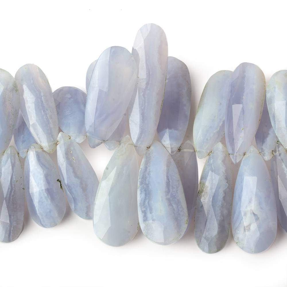 11x7-26x10mm Blue Lace Agate Faceted Pear Beads 8 inch 65 pieces - Beadsofcambay.com