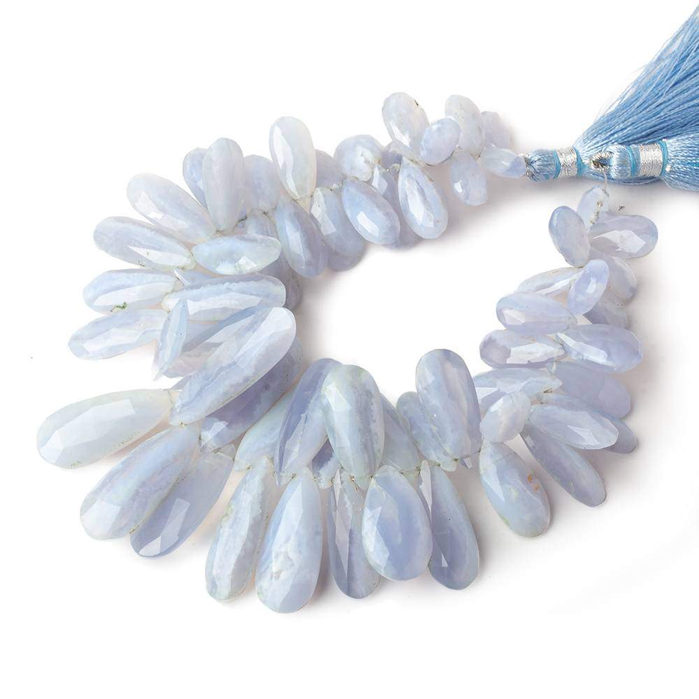 11x7-26x10mm Blue Lace Agate Faceted Pear Beads 8 inch 65 pieces - Beadsofcambay.com