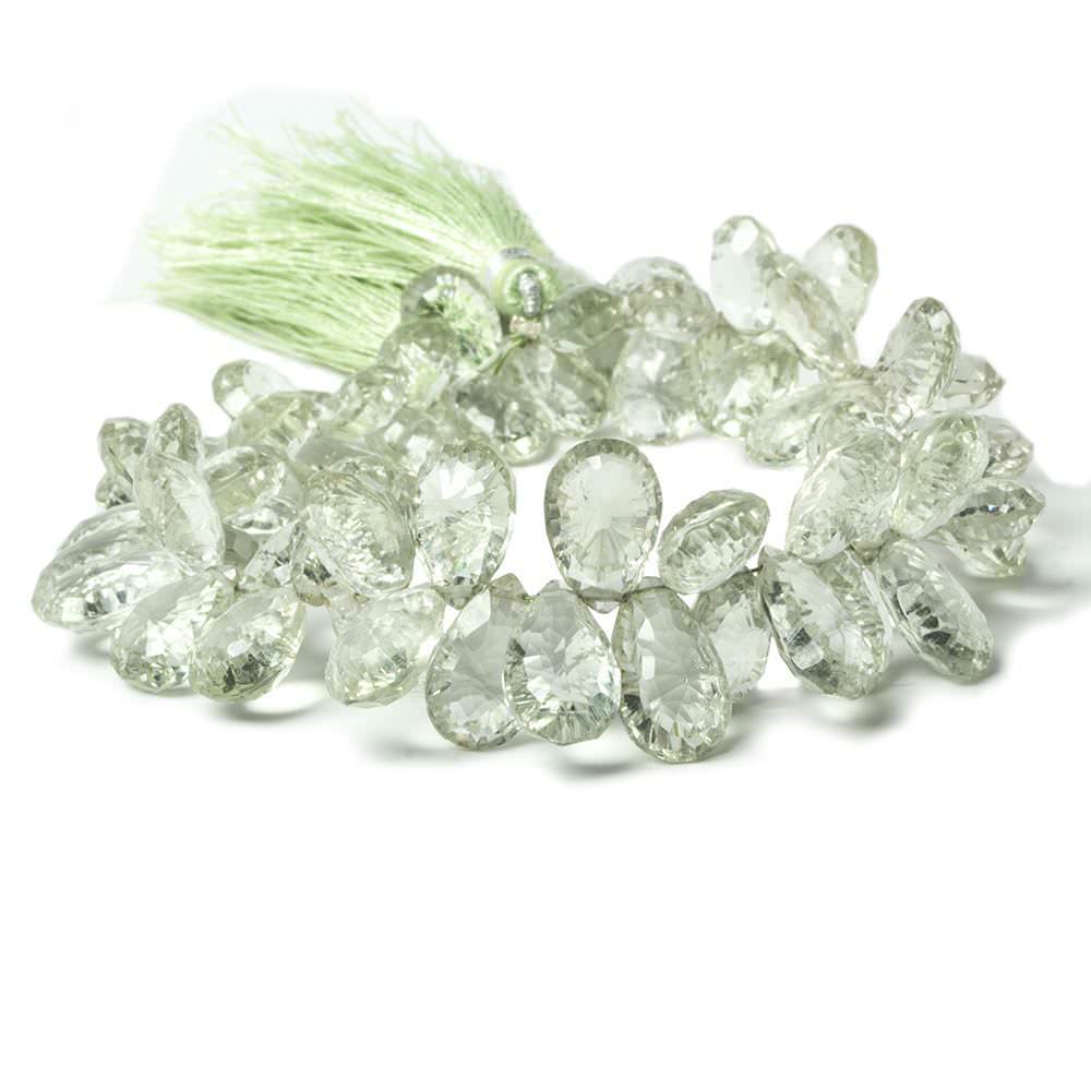 11x7x5-14x8x6mm Prasiolite Pear Concave Faceted Briolette Beads 64 pieces - Beadsofcambay.com
