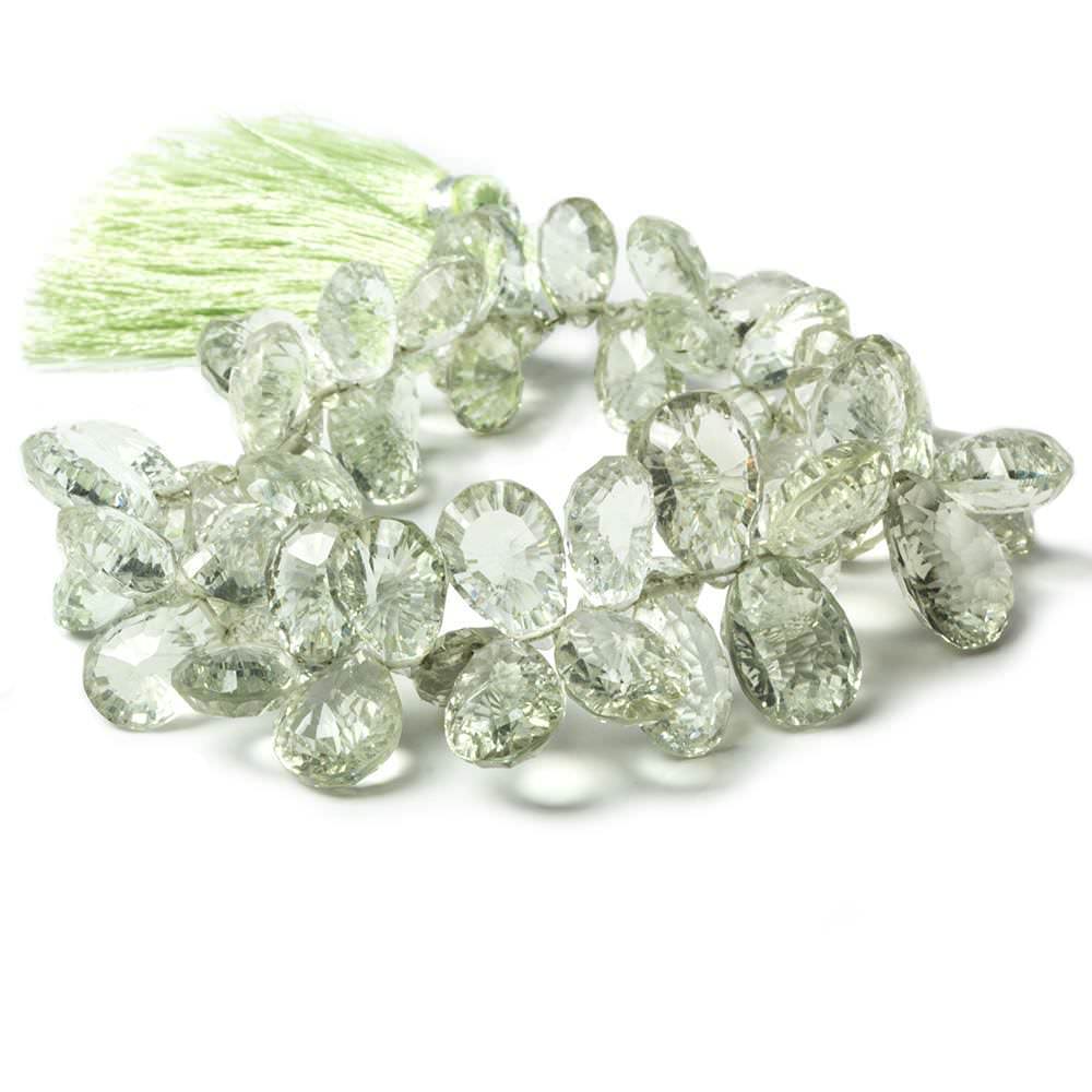 11x7x5-15x10x7mm Prasiolite Pear Concave Faceted Briolette Beads 61 pieces - Beadsofcambay.com