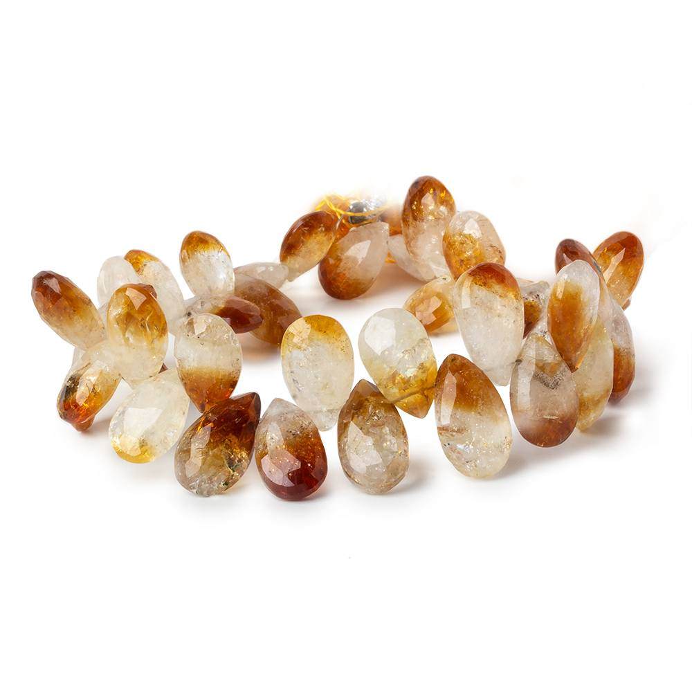 11x8-13x8mm Bi Color Citrine Faceted Pear Beads 8 inch 41 pieces AA Grade - Beadsofcambay.com