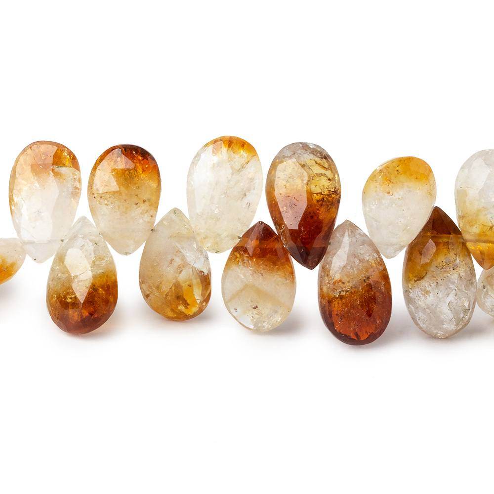 11x8-13x8mm Bi Color Citrine Faceted Pear Beads 8 inch 41 pieces AA Grade - Beadsofcambay.com