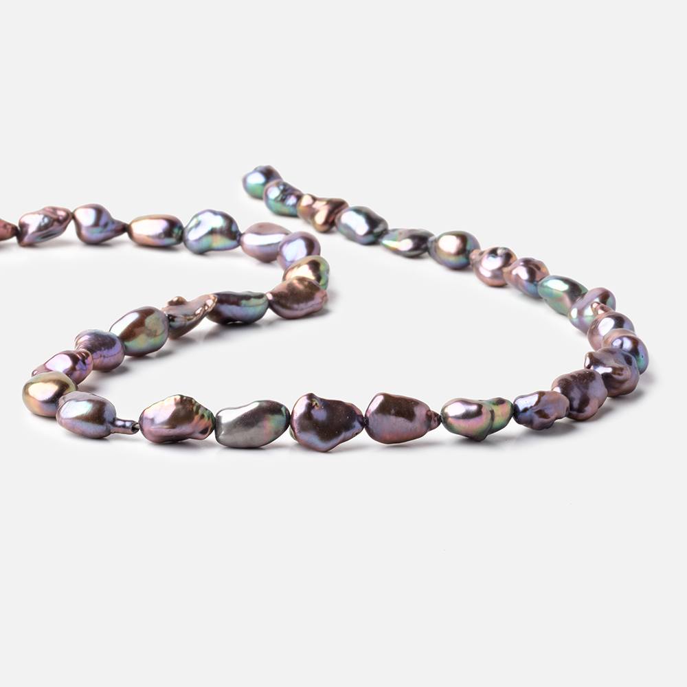 11x8-14x7mm Peacock Keshi Straight Drilled Freshwater Pearls 16 inch 28 Beads - Beadsofcambay.com