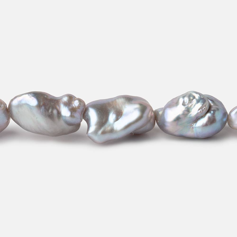 11x8-14x7mm Silver Keshi Straight Drilled Freshwater Pearls 16 inch 28 Beads - Beadsofcambay.com