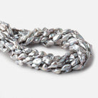 11x8-14x7mm Silver Keshi Straight Drilled Freshwater Pearls 16 inch 28 Beads - Beadsofcambay.com