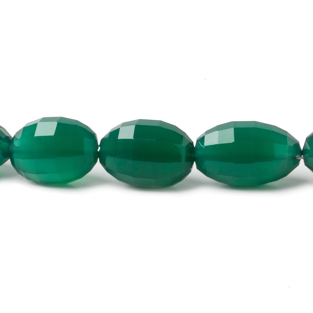 11x8-14x8mm Green Onyx checkerboard faceted ovals 16 inch 34 beads - Beadsofcambay.com