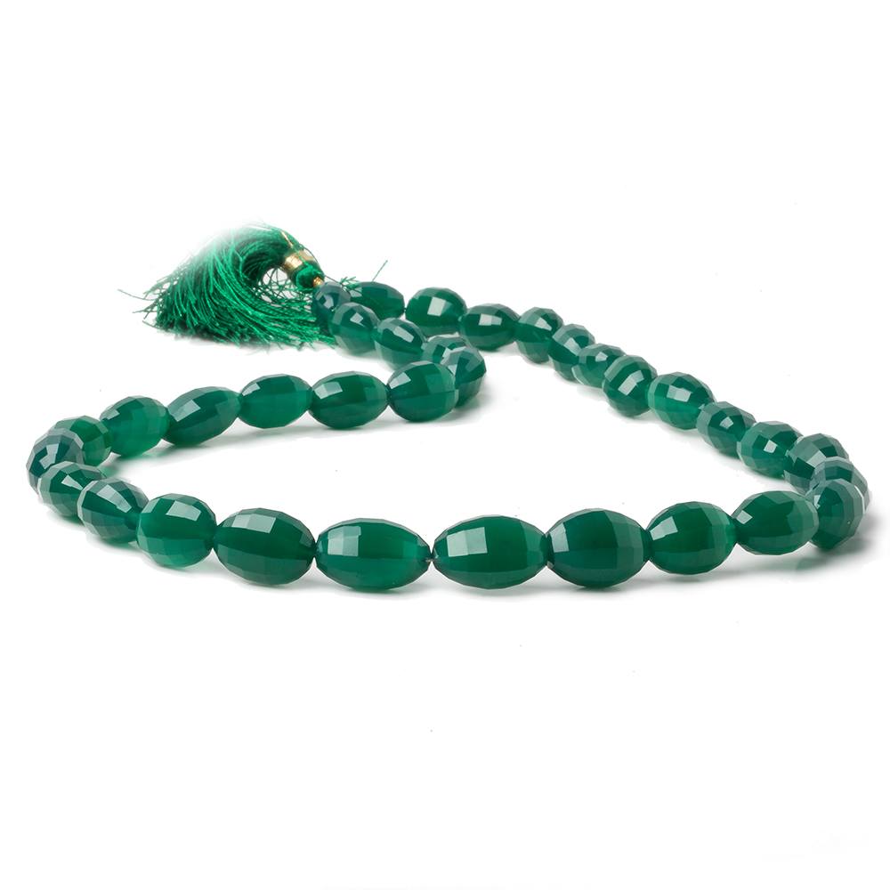 11x8-14x8mm Green Onyx checkerboard faceted ovals 16 inch 34 beads - Beadsofcambay.com
