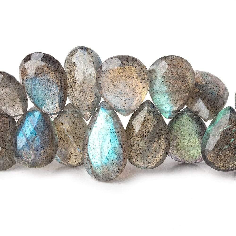 11x8-14x8mm Labradorite Faceted Pear Beads 8 inch 49 pieces - Beadsofcambay.com
