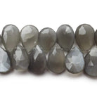 11x8-15x10mm Platinum Grey Moonstone Faceted Pear Beads 7.5 inch 43 pieces A - Beadsofcambay.com