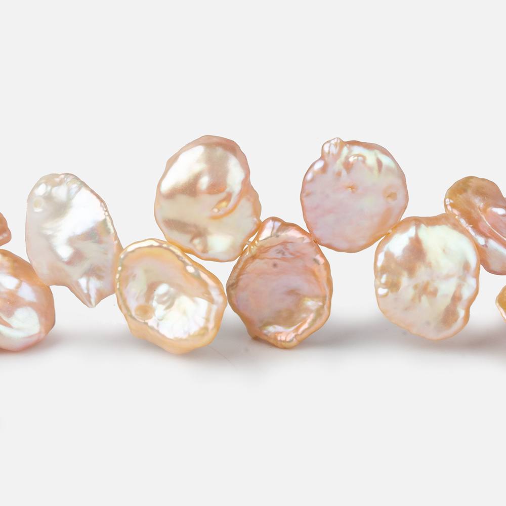 11x8-16x11mm Salmon Peach top drilled Keshi Freshwater Pearls AAA 15.5 inch 48 pcs - Beadsofcambay.com