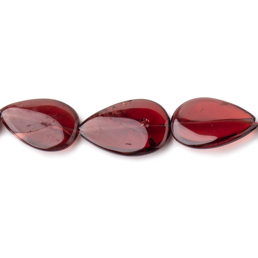 11x8-17x10mm Garnet Plain Pear Beads 15 inch 32 pieces - Beadsofcambay.com