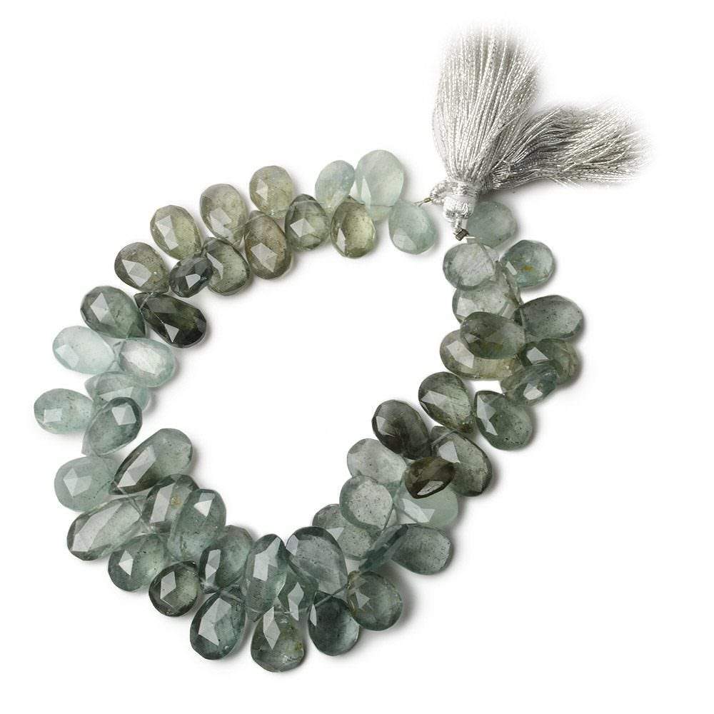 11x8-17x9mm Moss Aquamarine Faceted Pear Beads 8 inch 56 pieces - Beadsofcambay.com