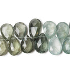 11x8-17x9mm Moss Aquamarine Faceted Pear Beads 8 inch 56 pieces - Beadsofcambay.com