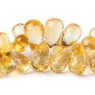 11x8-18x9mm Citrine Faceted Tear Drop Beads 8.5 inch 66 beads AAA Grade - Beadsofcambay.com