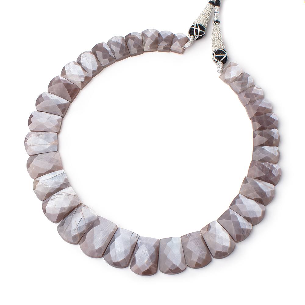 11x8-21x14mm Chocolate Moonstone double drilled faceted collar 33 beads - Beadsofcambay.com