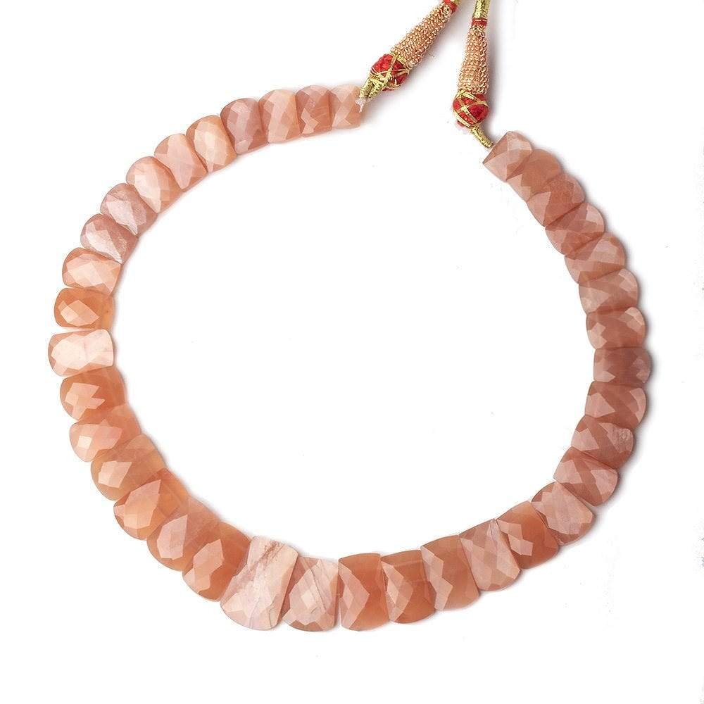 11x8-22x15mm Angel Skin Peach Moonstone double drilled faceted fancy shape collar 38 beads - Beadsofcambay.com