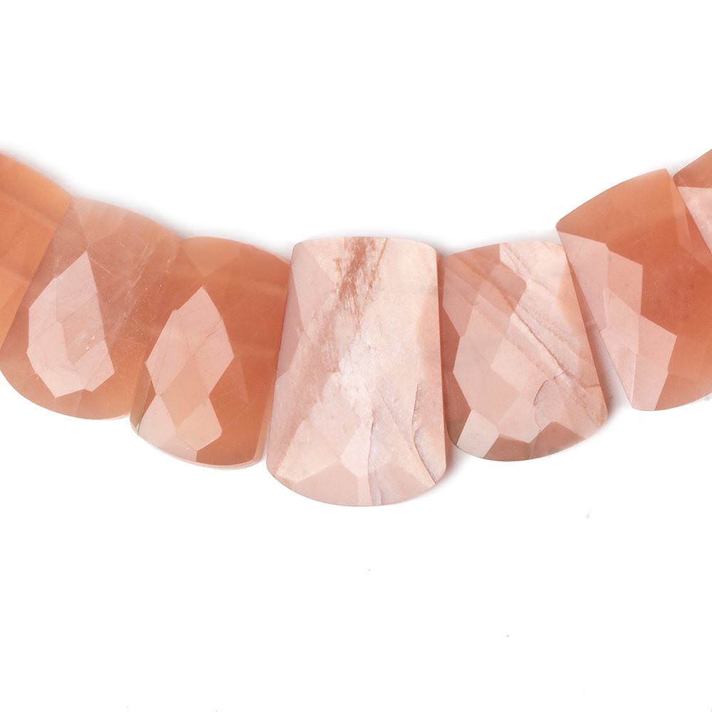 11x8-22x15mm Angel Skin Peach Moonstone double drilled faceted fancy shape collar 38 beads - Beadsofcambay.com