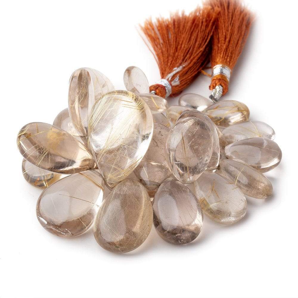 11x8-27x19mm Rutilated Quartz Plain Pear Beads 5 inch 30 pieces AA - Beadsofcambay.com